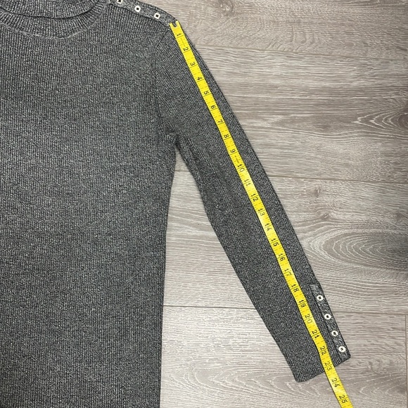 NWOT Turtleneck Ribbed Knit Sweater with Silver Buttons on Cuffs and Shoulders L - Picture 8 of 16